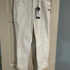 White Frayed Hem Jeans